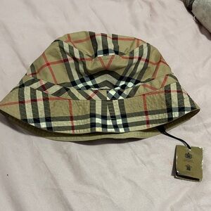 Burberry Beige and Black Plaid Bucket Hat